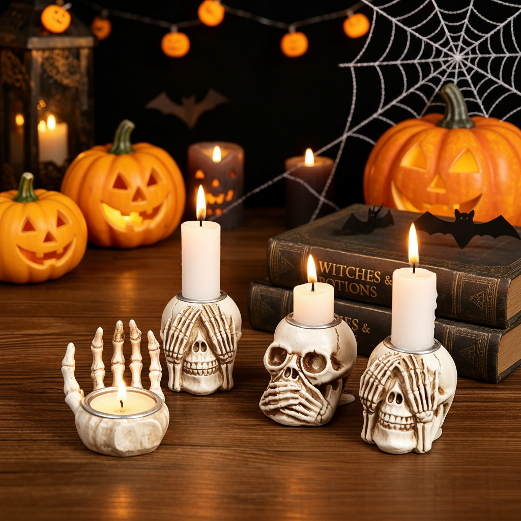 Skull Candleholder Set corregido